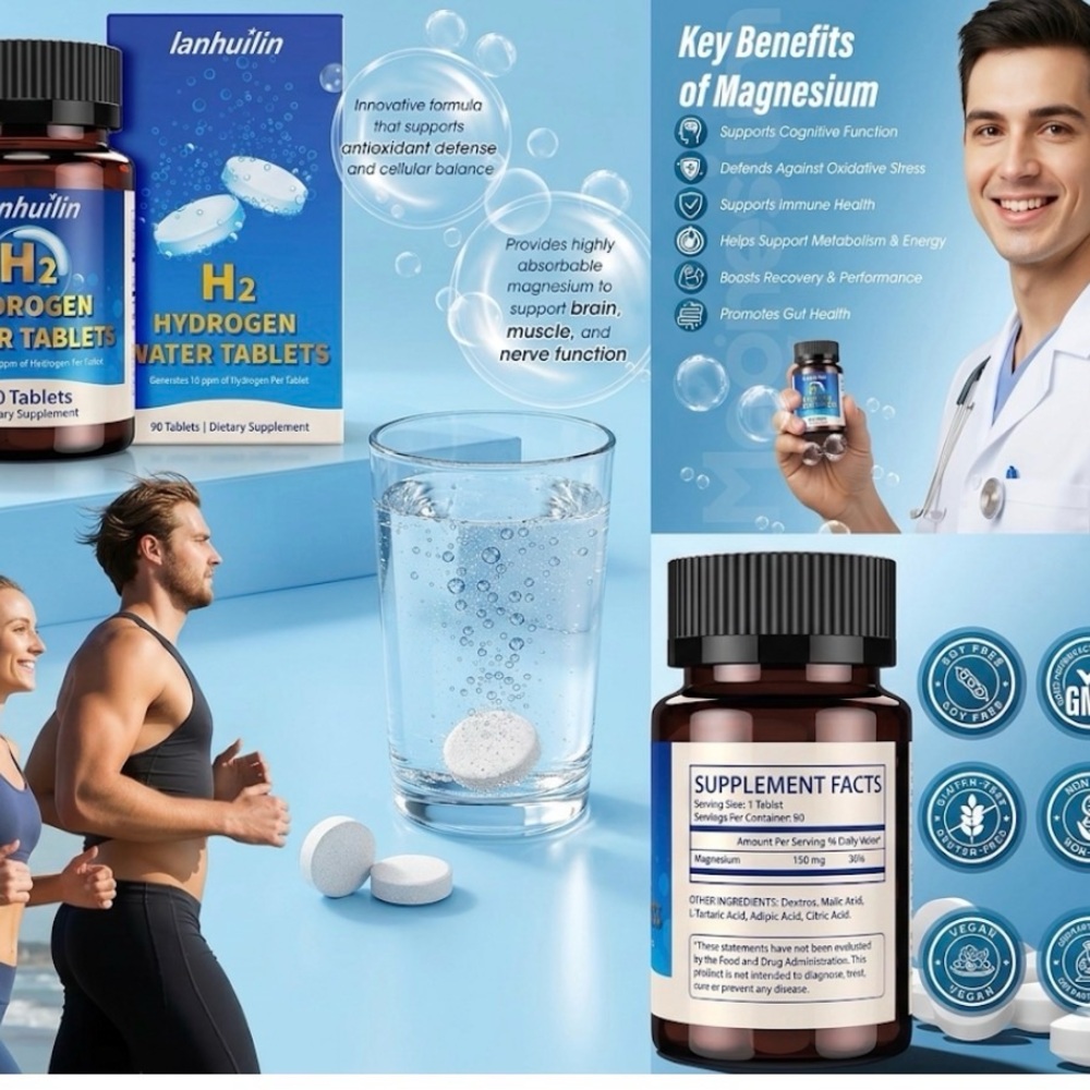 lanhuilin Hydrogen Magnesium Tablets for Drinking Water, 90 Count